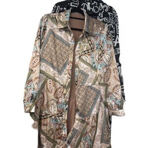 Elegant Multicolor Long Sleeve Dress Bundle of 2 paisley avant- guard funky